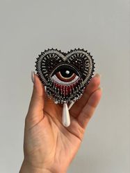 Evil Eye Brooch Heart Shaped Nazar Brooch Protection Amulet Handmade Personalized Spiritual Jewelry Gift