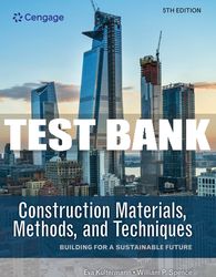 Test Bank For Construction Materials, Methods and Techniques: Building for a Sustainable Future - 5th - 2022 All Chapter
