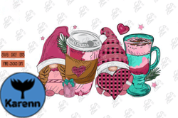 Pink Coffee Cup Gnome Valentine Day SVG Design 12