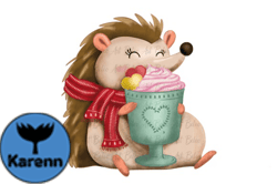Baby Hedgehog Drink Coffee Png Design 46