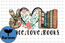 Peace Love Book Sublimation DesignDesign 21