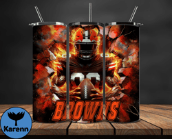 Cleveland Browns Tumbler Wrap, Crack Hole Design, Logo NFL Football, Sports Tumbler Png, Tumbler Design 06