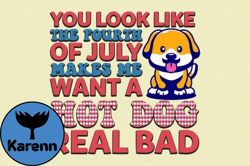 4th of July Hot Dog Quote Sublimation Design 128