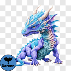 Blue Dragon with Purple Spikes   Stock Photo PNG Design 233
