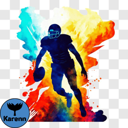 Football Player Silhouette with Ball in Hand PNG Design 297