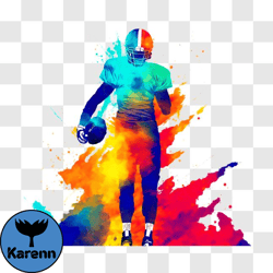 Colorful Paint Splatters Football Player PNG Design 306