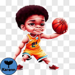 Young Boy with Basketball PNG
