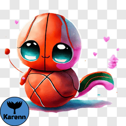 Cute Pink Basketball Toy with Ice Cream Cone PNG