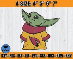 Cardinals Embroidery, Baby Yoda Embroidery, NFL Machine Embroidery Digital, 4 sizes Machine Emb Files -16 - Karenn