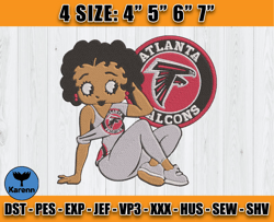 Atlanta Falcons Embroidery, Betty Boop Embroidery, NFL Machine Embroidery Digital, 4 sizes Machine Emb Files -28-Karenn