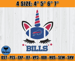 Buffalo Bills Embroidery, Unicorn Embroidery, NFL Machine Embroidery Digital, 4 sizes Machine Emb Files -02-Karenn