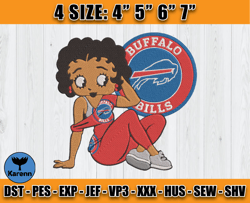 Buffalo Bills Embroidery, Betty Boop Embroidery, NFL Machine Embroidery Digital, 4 sizes Machine Emb Files -07-Karenn