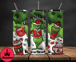 Christmas 20oz Tumbler Wrap PNG, Christmas 3D Inflated Puffy Tumbler Wrap Png, Grinchmas 20oz Png 296