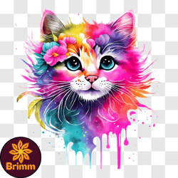 adorable colorful kitten with floral headband png