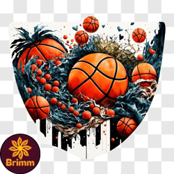 Basketball Game with Splashes of Paint PNG