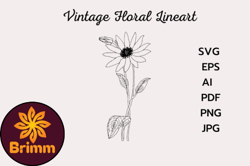 Vintage Flower Drawing Clipart