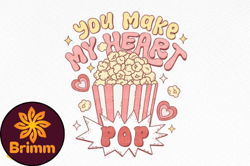 Retro Valentine Popcorn PNG Sublimation