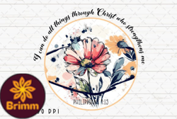 Bible Verse Christian Flower Vintage PNG Design 08