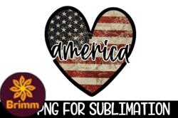 America Heart Flag PNG Sublimation Design 125