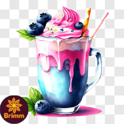 Delicious Blueberry Milkshake with Whipped Cream PNG Design 221