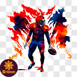 Football Player with Red and Blue Jersey and Helmet PNG3 Design 321