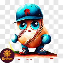 Cartoon Potato Ready to Play Baseball PNG