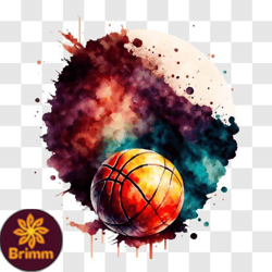 Inspirational Basketball Poster with Colorful Paint Splashes PNG