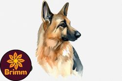 German Shepherd Watercolor Dog Clipart Design 98