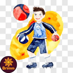 Young Boy with Basketball PNG Design 98
