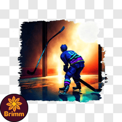 Hockey Player Shooting Puck on Ice PNG Design 122