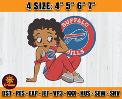 Buffalo Bills Embroidery, Betty Boop Embroidery, NFL Machine Embroidery Digital, 4 sizes Machine Emb Files -07-Brimm