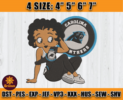 Panthers Embroidery, Betty Boop Embroidery, NFL Machine Embroidery Digital, 4 sizes Machine Emb Files -27 Brimm
