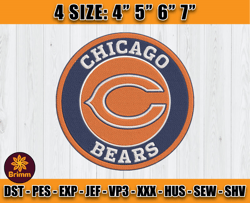 Chicago Bears Embroidery, NFL Bears Embroidery, NFL Machine Embroidery Digital, 4 sizes Machine Emb Files -01 Brimm
