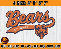 Chicago Bears Embroidery, NFL Bears Embroidery, NFL Machine Embroidery Digital, 4 sizes Machine Emb Files - 04 Brimm