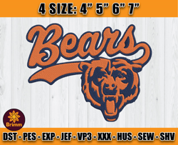 Chicago Bears Embroidery, NFL Bears Embroidery, NFL Machine Embroidery Digital, 4 sizes Machine Emb Files - 19 Brimm