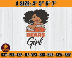 Chicago Bears Embroidery, Betty Boop Embroidery, NFL Machine Embroidery Digital, 4 sizes Machine Emb Files -20 Brimm