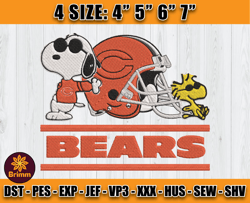 Chicago Bears Embroidery, Snoopy Embroidery, NFL Machine Embroidery Digital, 4 sizes Machine Emb Files-21 Brimm