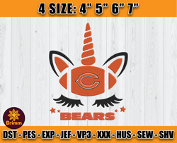 Chicago Bears Embroidery, Unicorn Embroidery, NFL Machine Embroidery Digital, 4 sizes Machine Emb Files -23 Brimm