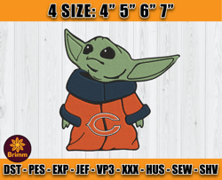 Chicago Bears Embroidery, Baby Yoda Embroidery, NFL Machine Embroidery Digital, 4 sizes Machine Emb Files -25 Brimm