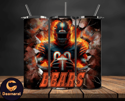 Chicago Bears Tumbler Wrap, Crack Hole Design, Logo NFL Football, Sports Tumbler Png, Tumbler Design 02