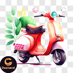 Vintage Pink Motor Scooter with Sidecar in Black and White PNG Design 155