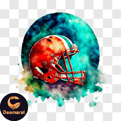 Colorful Miami Dolphins Football Helmet PNG Design 310