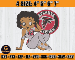 Atlanta Falcons Embroidery, Betty Boop Embroidery, NFL Machine Embroidery Digital, 4 sizes Machine Emb Files -28-Deamara