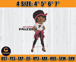 Atlanta Falcons Embroidery, Betty Boop Embroidery, NFL Machine Embroidery Digital, 4 sizes Machine Emb Files -29-Deamara