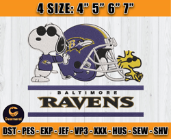 Ravens Embroidery, Snoopy Embroidery, NFL Machine Embroidery Digital, 4 sizes Machine Emb Files-01-Deamaral