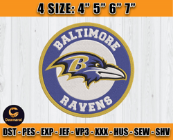Ravens Embroidery, NFL Ravens Embroidery, NFL Machine Embroidery Digital, 4 sizes Machine Emb Files -11-Deamaral