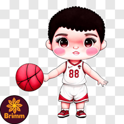 Cartoon Basketball Player with Number 8 PNG