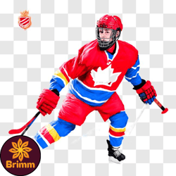 Hockey Player Ready to Hit Puck with Hockey Stick PNG