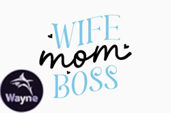 Wife Mom Boss Retro Mothers Day SVG Design 434
