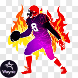 Fiery American Football Player PNG Design 314